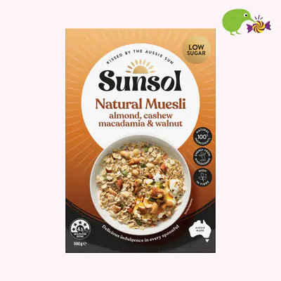 Sunsol Almond Cashew Macadamia & Walnut Natural Muesli