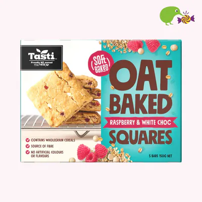 Tasti Raspberry & White Choc Oat Baked Squares