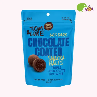 Tom & Luke Triple Chocolate Brownie Choc 66% Dark Chocolate Coated Snackaballs