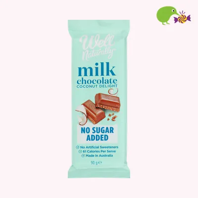 Well Naturally No Sugar Added Coconut Delight Milk Chocolate Block