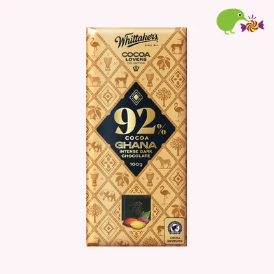 Whittaker's Cocoa Lovers Collection 92% Ghana Dark Chocolate Block