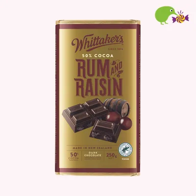 Whittaker's Rum & Raisin 50% Cocoa Dark Chocolate Block